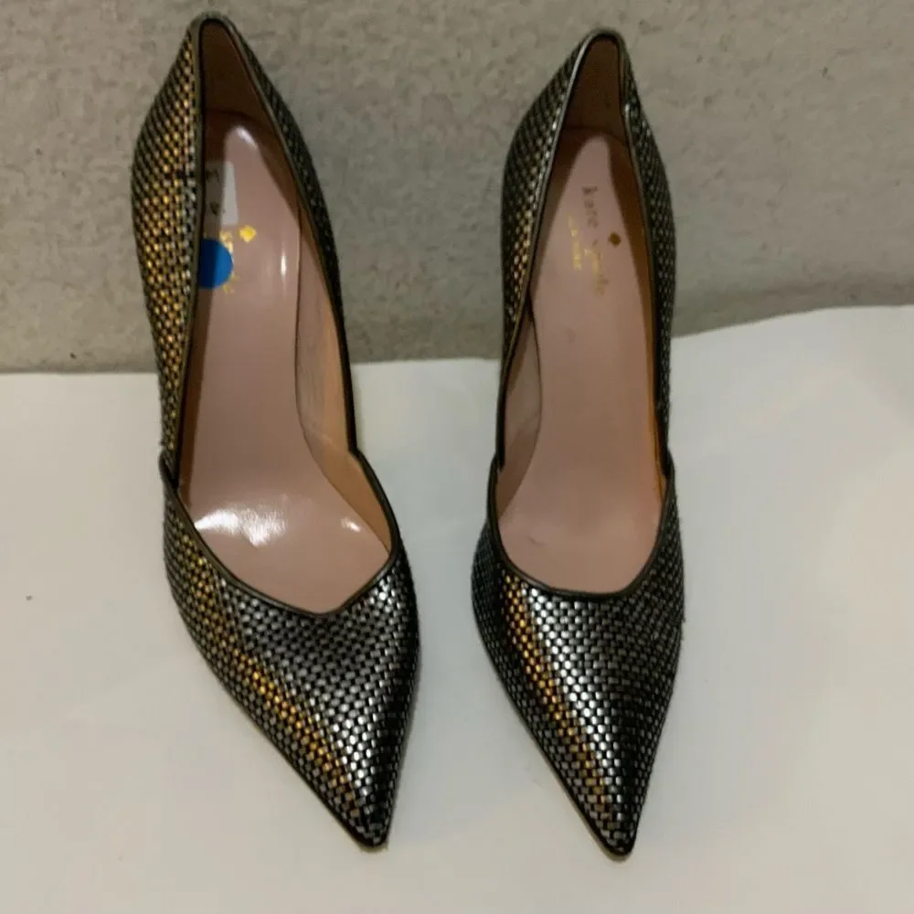 NWOB Kate Spade textured metallic woven heel 8.5 B